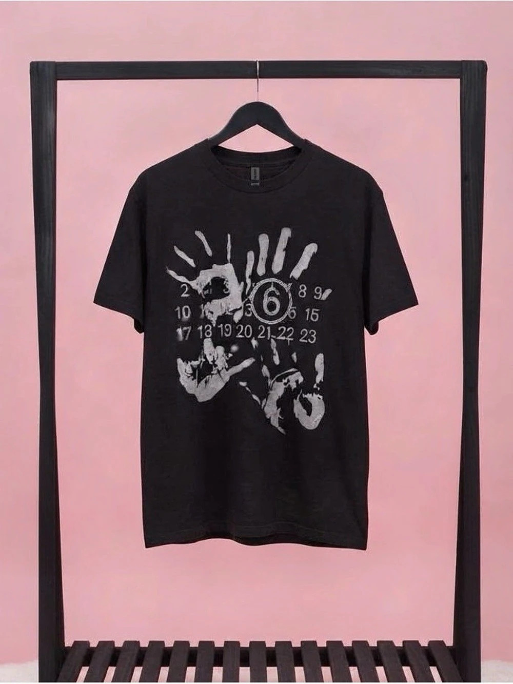 MM6 Maison Margiela Handprint Numbers Graphic T-Shirt Black